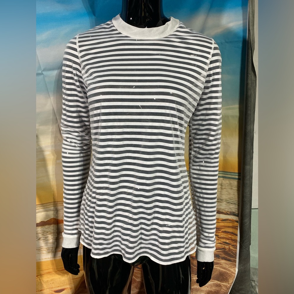 Petit Pois sheer striped top